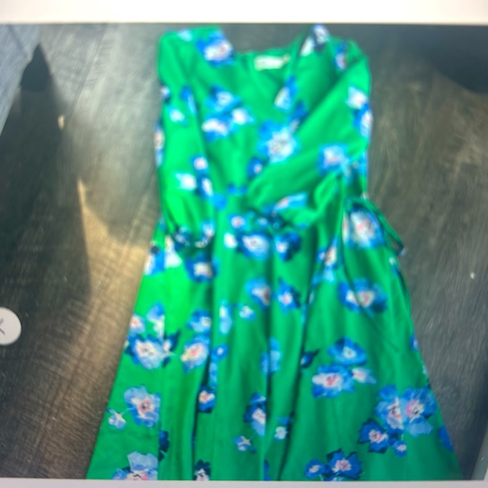 Eliza J Green Floral Wrap Midi Dress - Picture 5 of 9